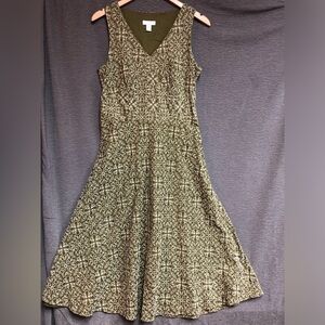 Charter club 10 sleeveless green, and cream embroidered dress